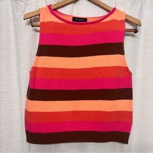 Banana Republic Hot Pink, Orange & Brown Striped Knit Tank